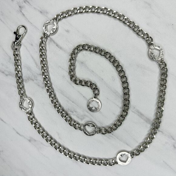 Kate Spade Silver Tone Curb Chain Spade Logo Charm Station Belt One Size (OS) ✨ main image 5